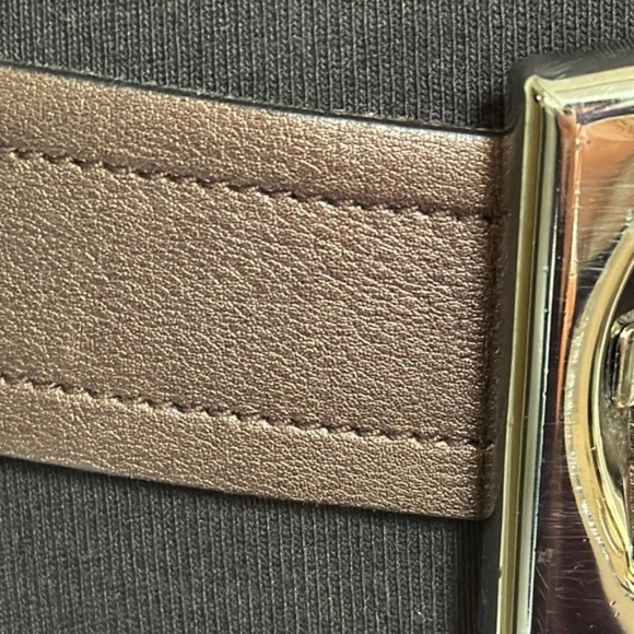 Prada vintage 80s Brown metallic leather belt~LG Chrome monogram buckle~openedge - Picture 15 of 15